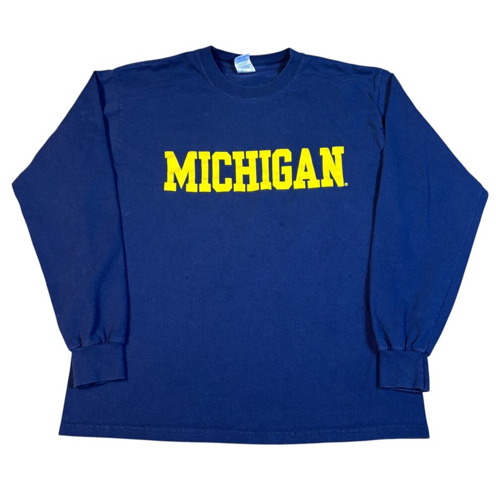 vintage y2k 2000s University of Michigan longsleeve tshirt Large gildan college